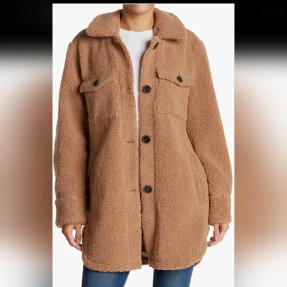 French Connection Tan Teddy Jacket/shacket Size Small - Picture 1 of 5